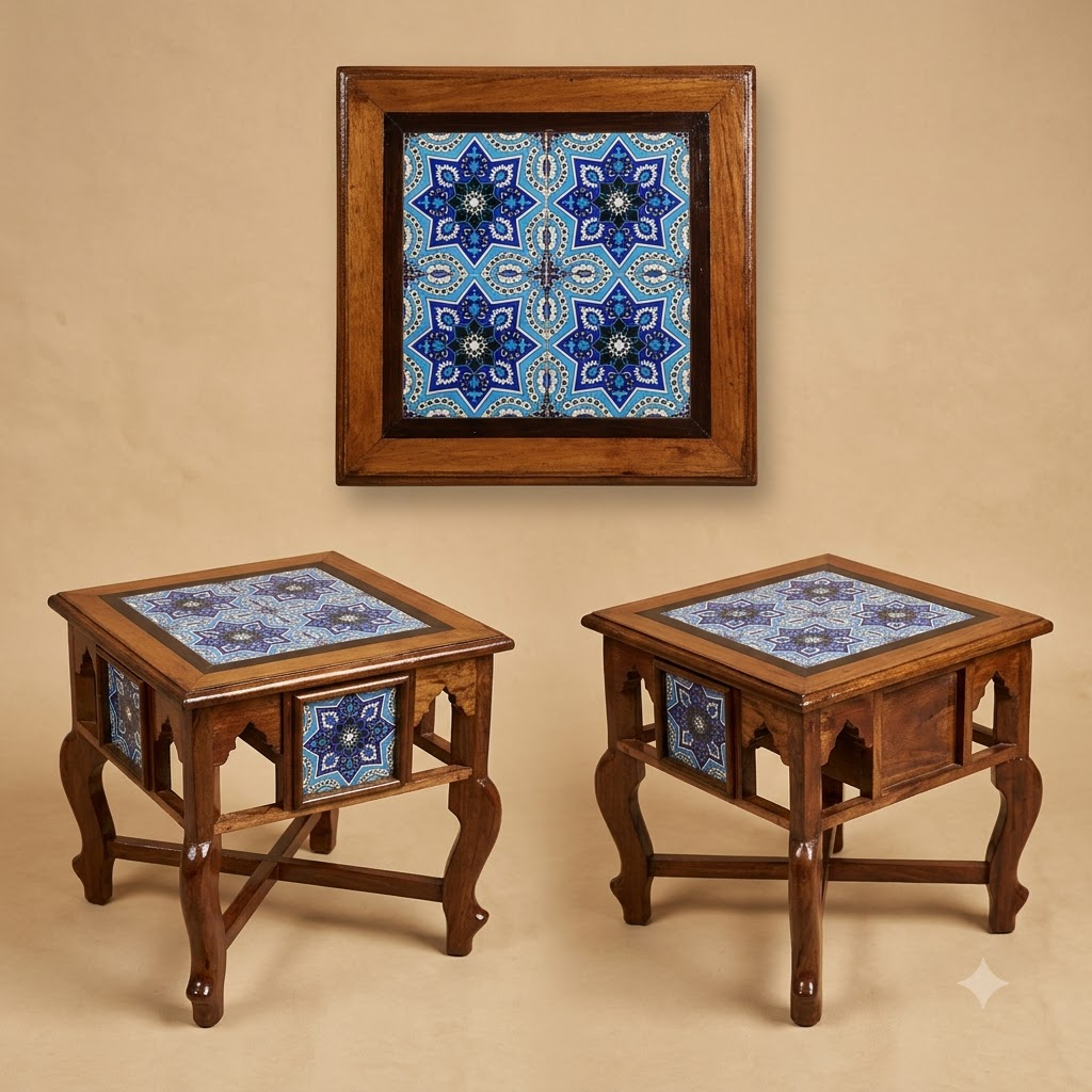 Royal Blue Heritage Tile Accent Table