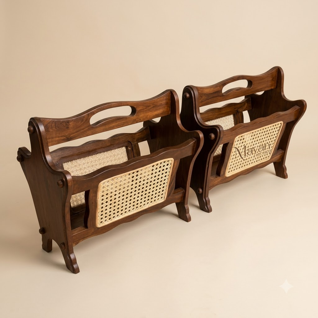 Vintage Wooden Magazine & Newspaper Holder – Set of 2 Product Description