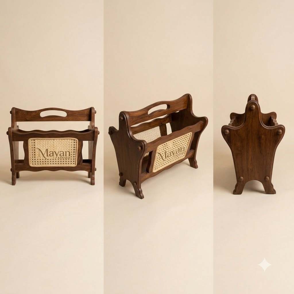 Vintage Wooden Magazine & Newspaper Holder – Set of 2 Product Description