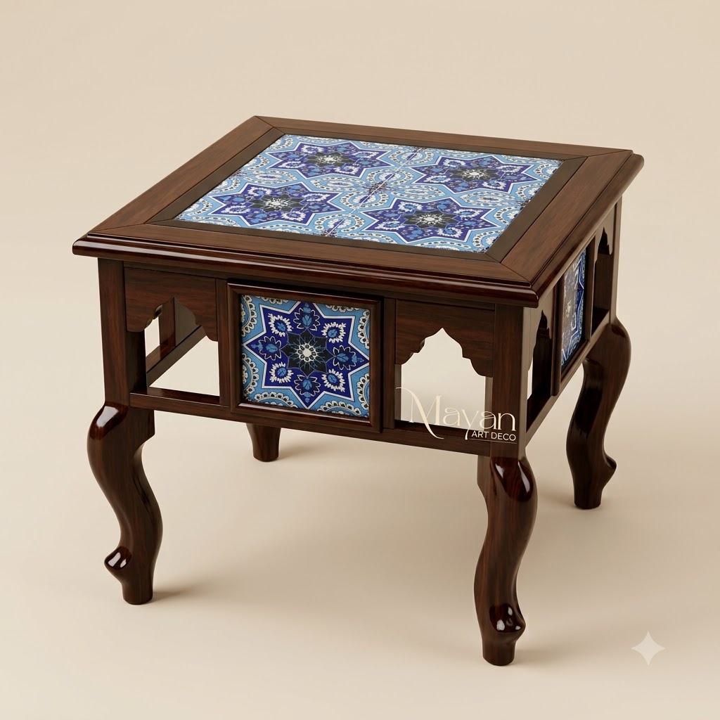 Royal Blue Heritage Tile Accent Table