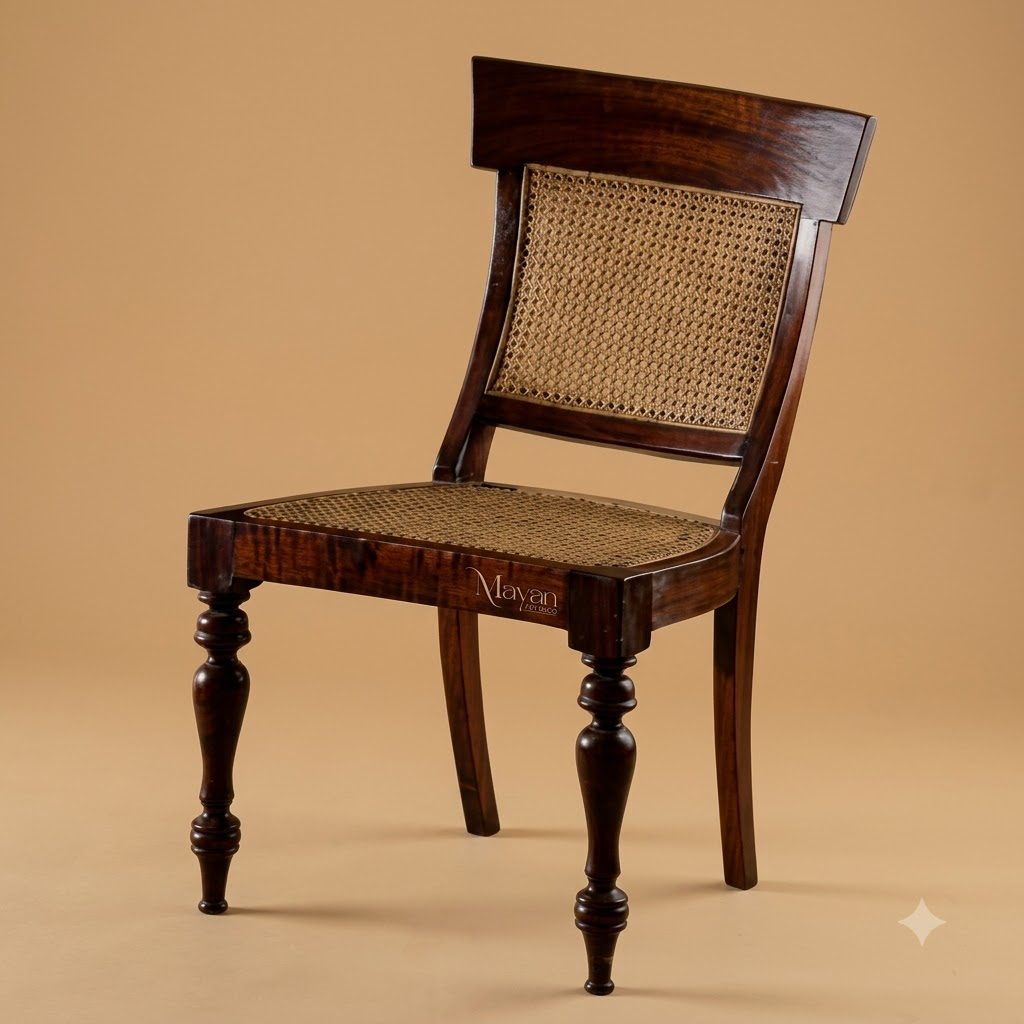 Victorian Teak Wood Cane Dining Chair