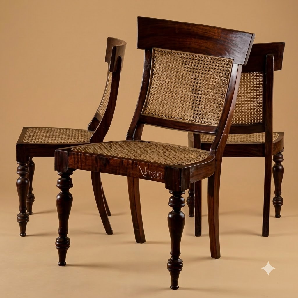 Victorian Teak Wood Cane Dining Chair